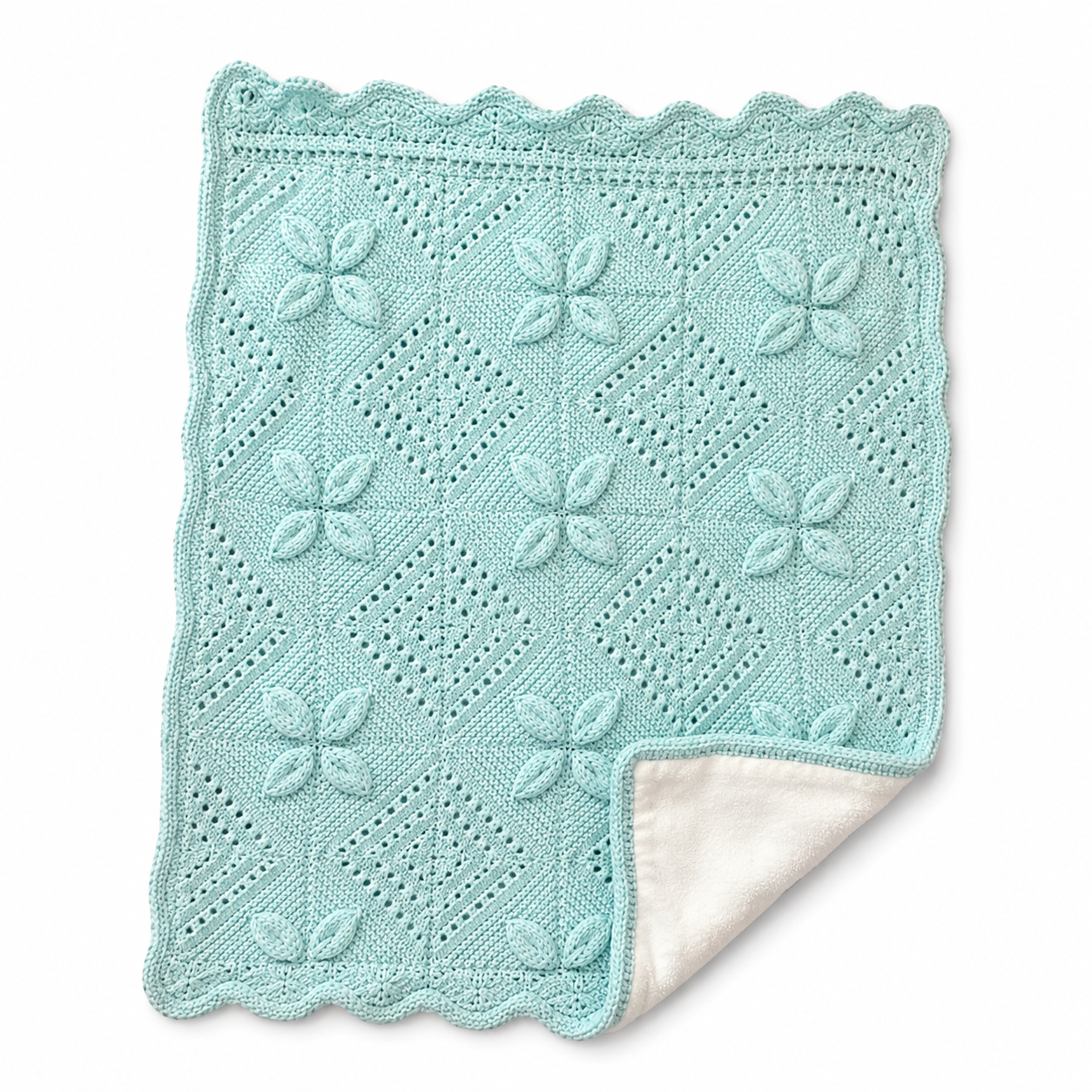 Hand Knitted Fleece Lined Blanket