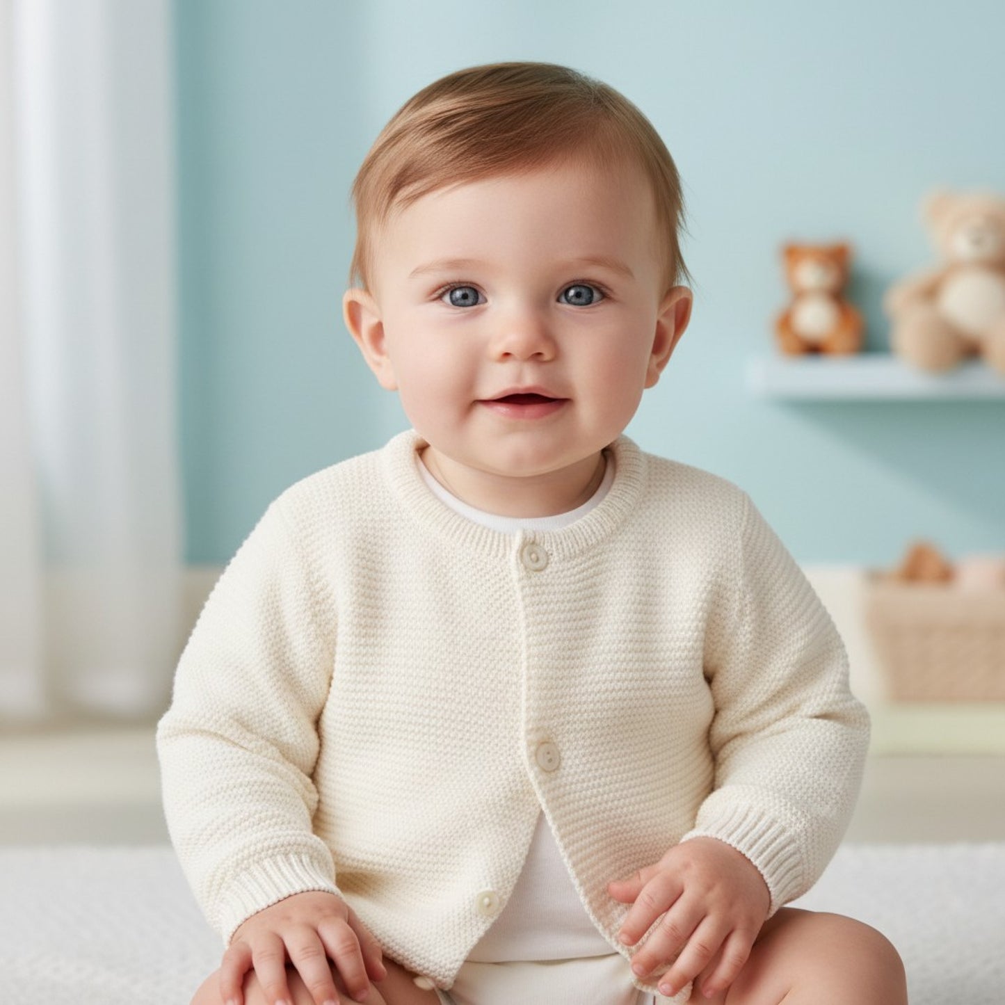 Baby Plain White Cardigan