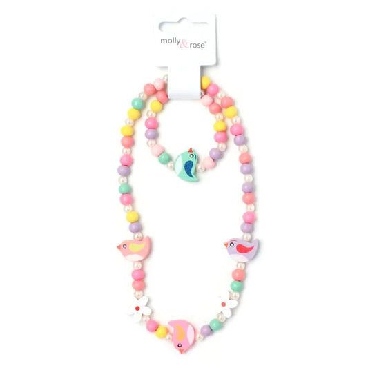 Bird Bead Necklace & Bracelet Set
