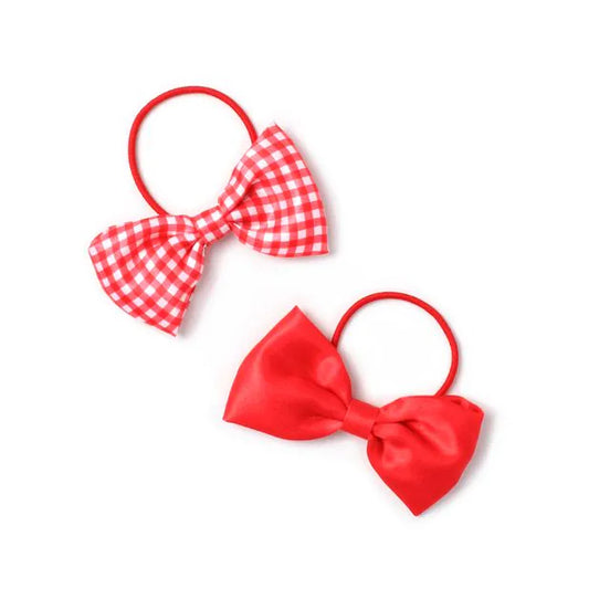 Set of 2 Recycled Bow Elastics In Red