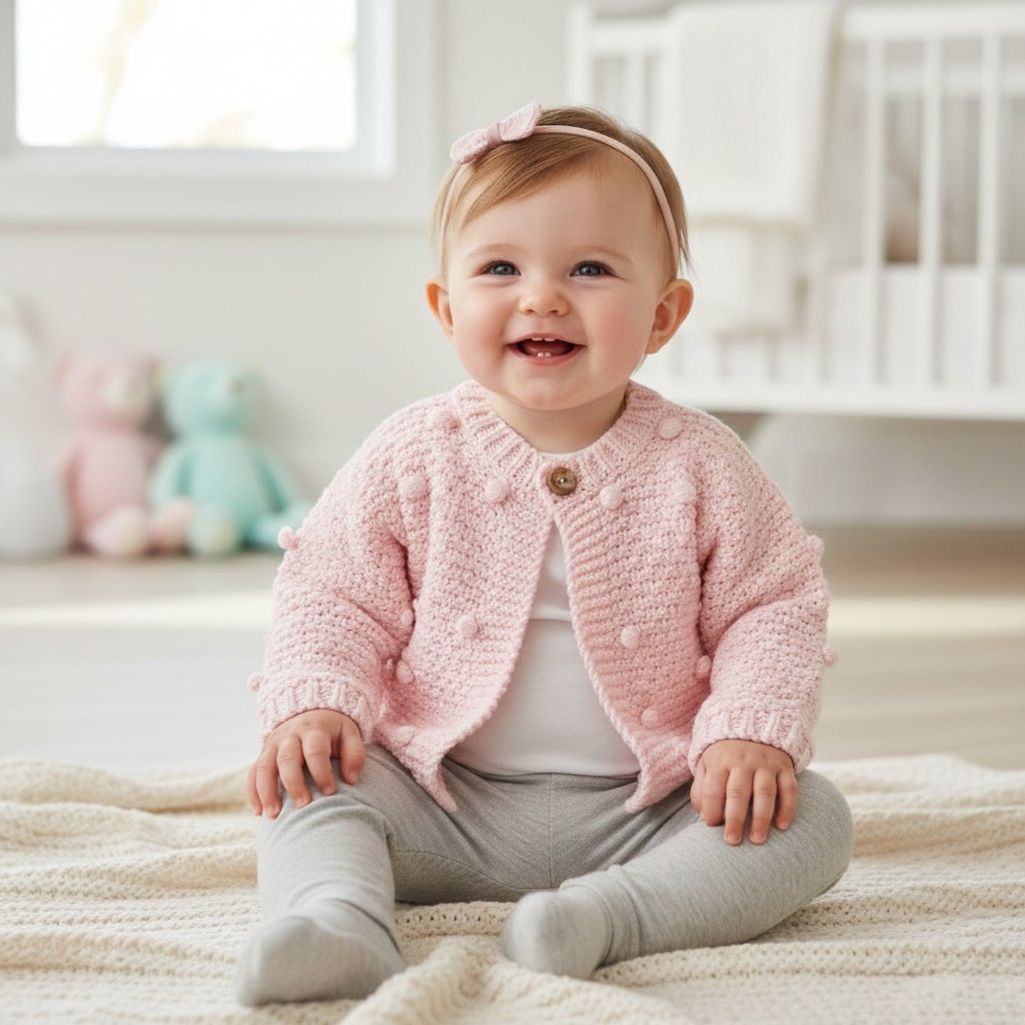 Baby Girls Popcorn Chunky Knit Cardigan