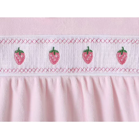 Baby Girls Velour Strawberry Sleepsuit