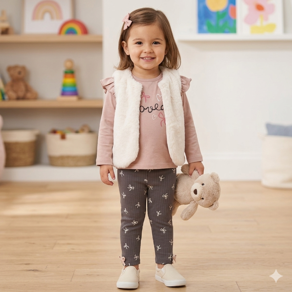 Girls Faux Fur Gilet Outfit