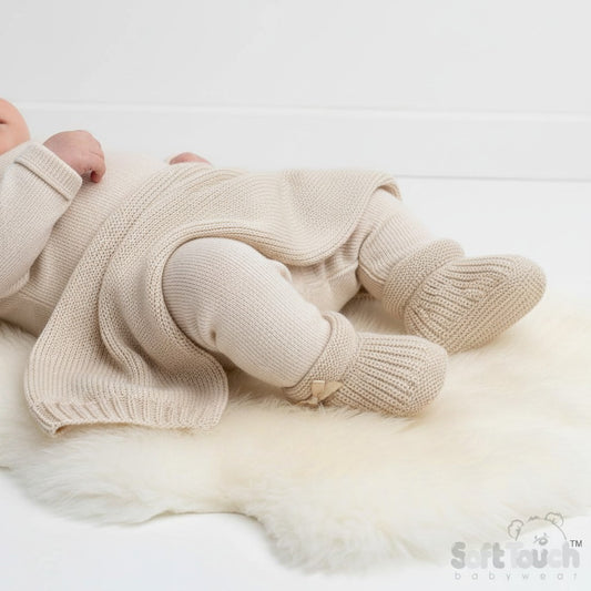 Beige Bow Knitted Booties