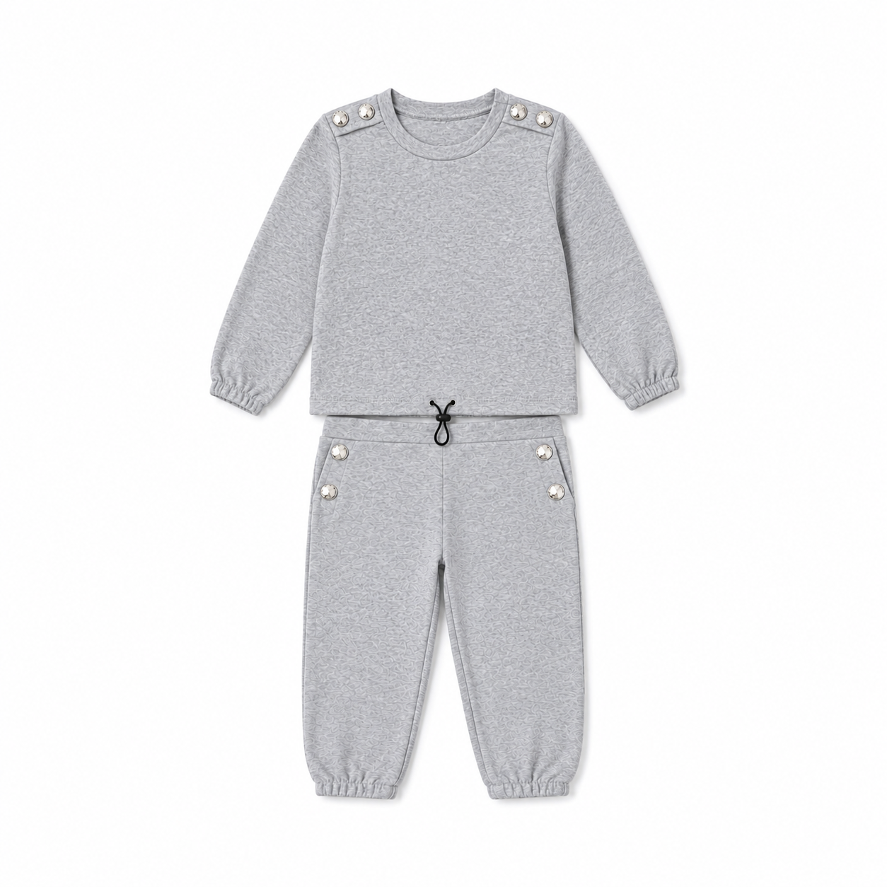 Girls Grey & Gold Button Lounge Set