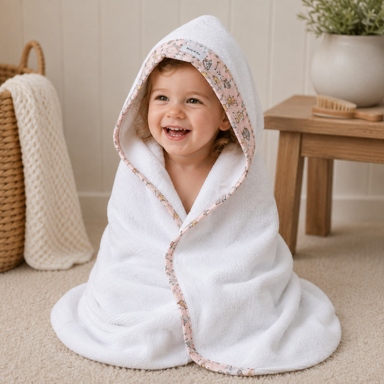 Liberty Print Hooded Towel - Gymkhana - Blush
