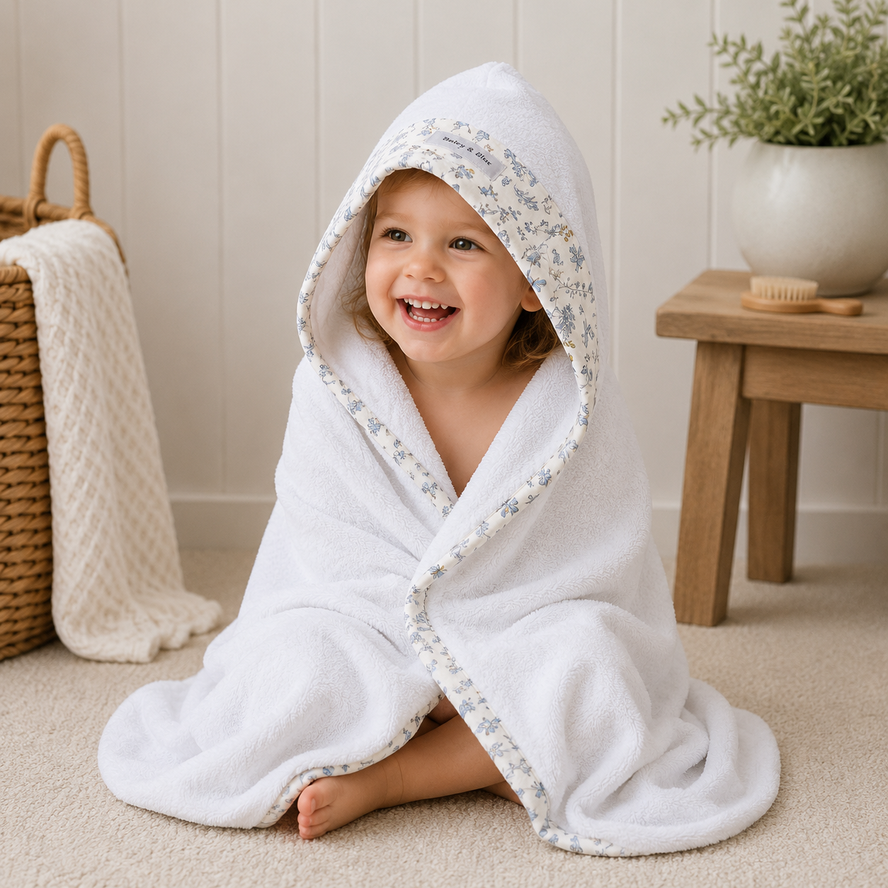 Liberty Print Hooded Towel - Theo - Blue