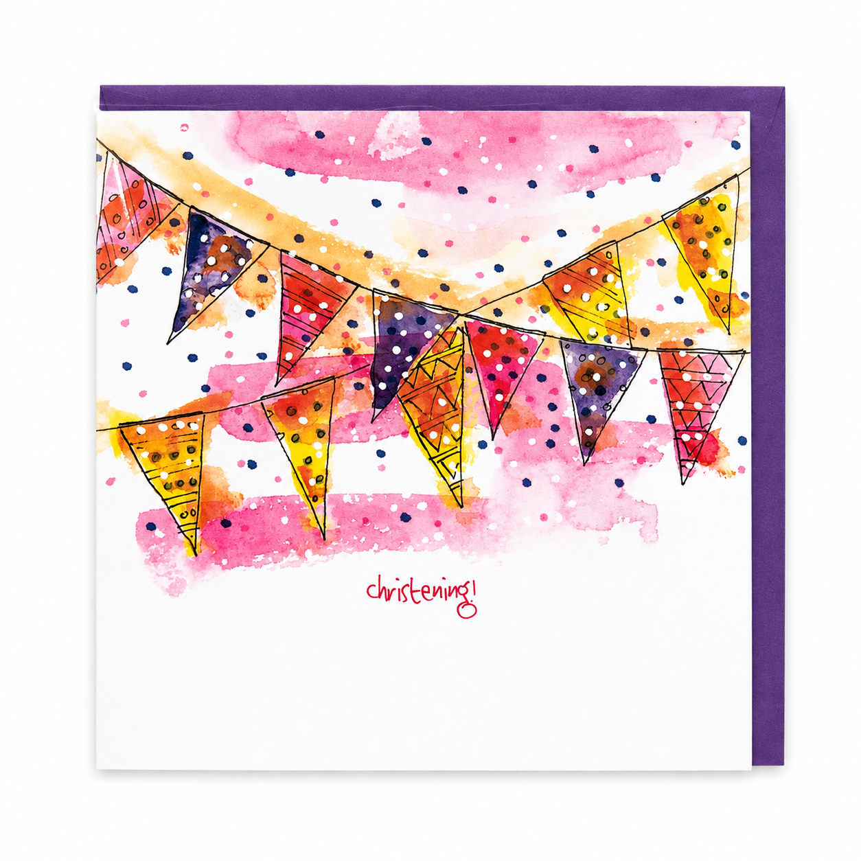 Christening Card - Pink