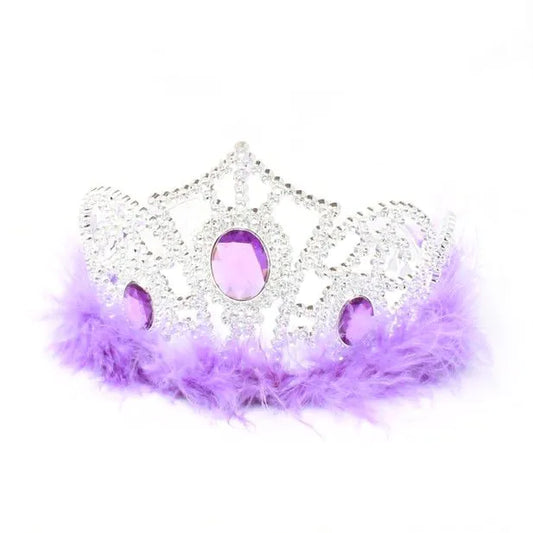Plastic Tiara With Feather Trim