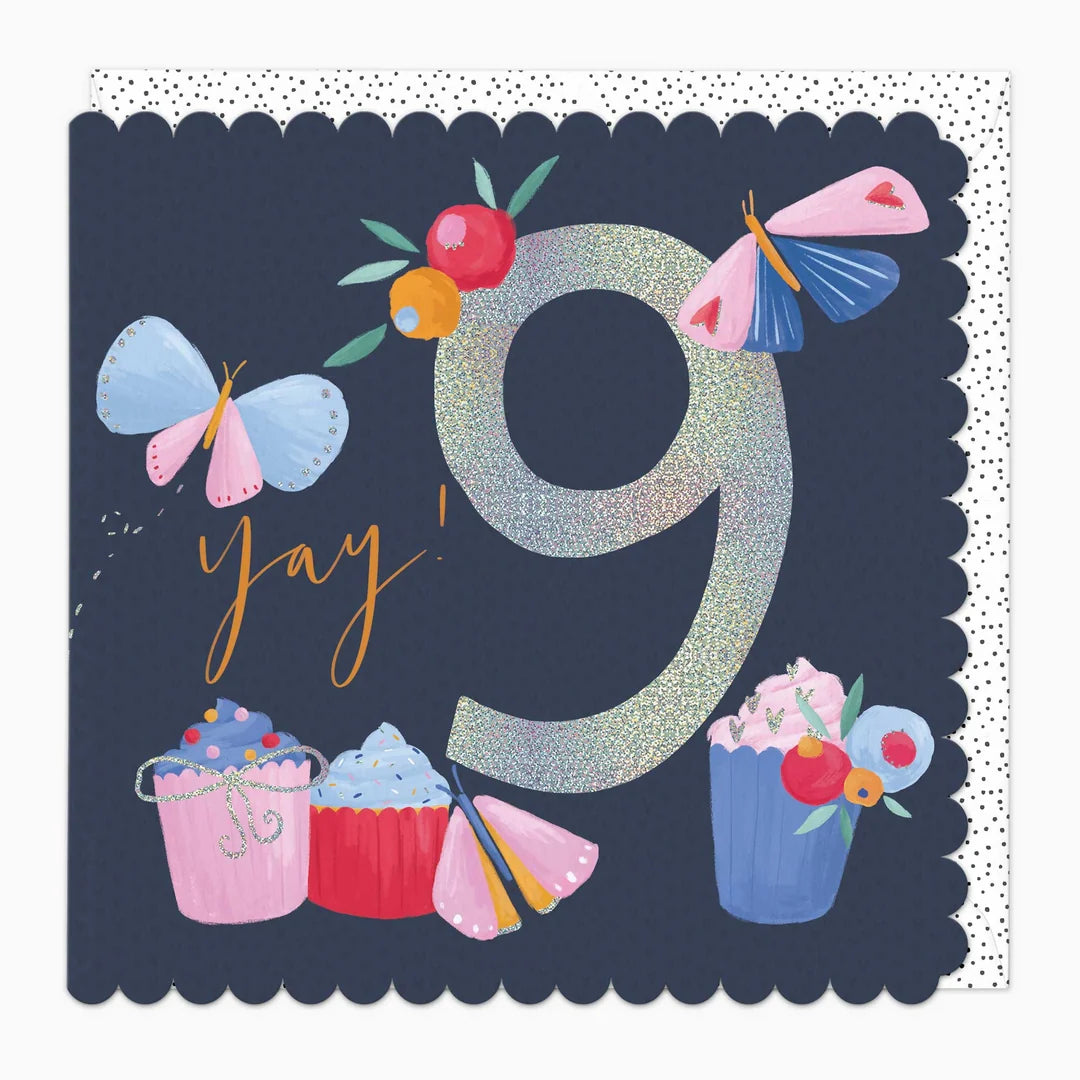 Yay! 9th Birthday Scalloped Card