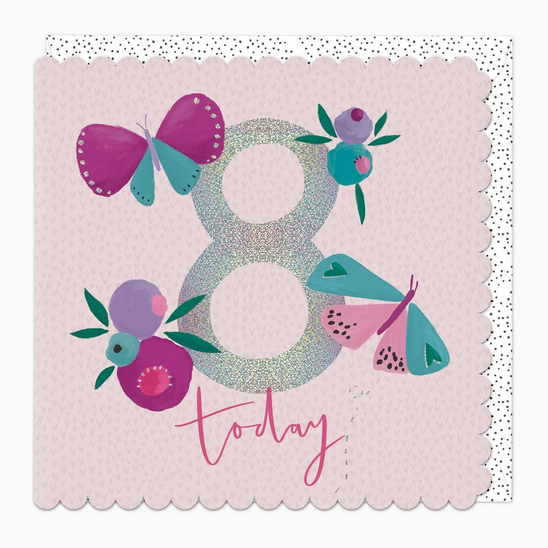 8 Today 8th Birthday Scalloped Card