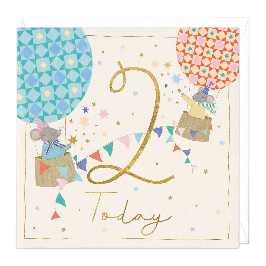Tiny Travellers Turn 2 Birthday Card