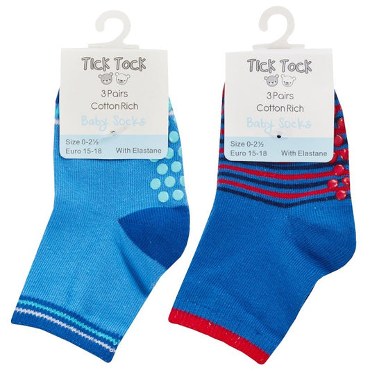Baby Boys 3 Pack Socks with Grippers