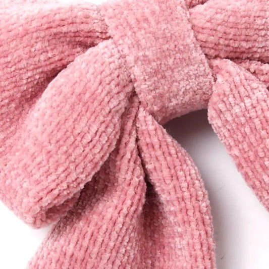 Pink Chenille Bow Clip