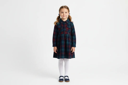 Girls Corduroy Check Dress