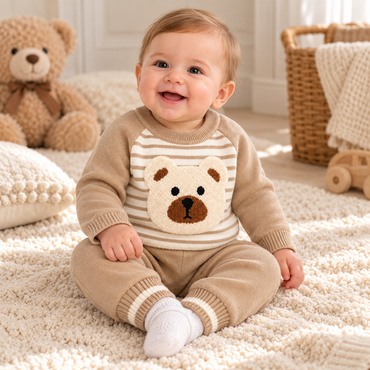 Baby Boys Knitted Teddy Bear Outfit