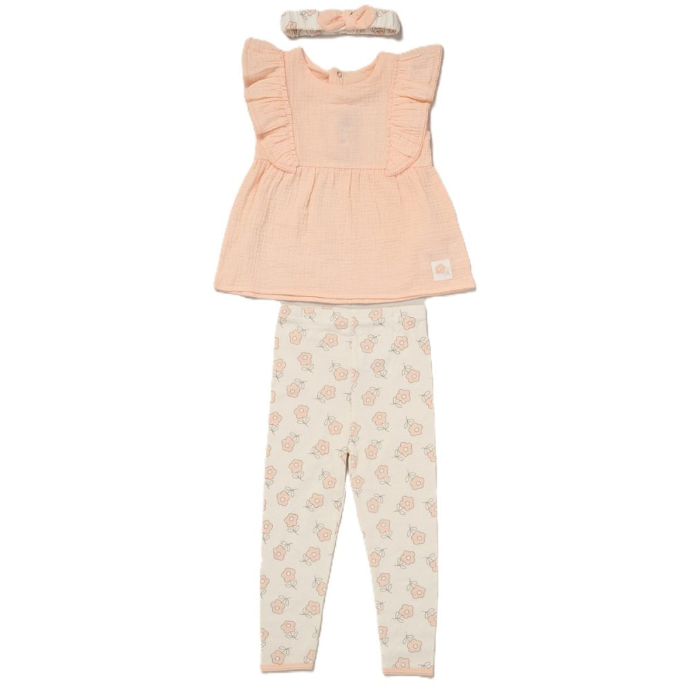 Girls Muslin Top, Leggings & Headband Outfit