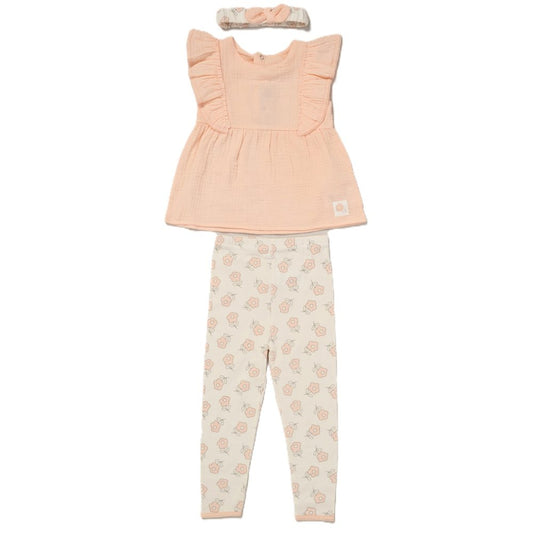 Girls Muslin Top, Leggings & Headband Outfit