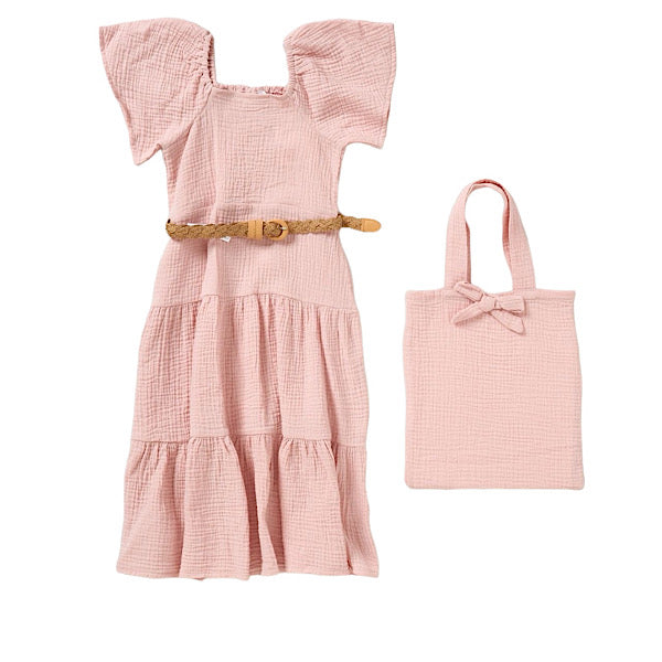 Girls Muslin Dress with Bag