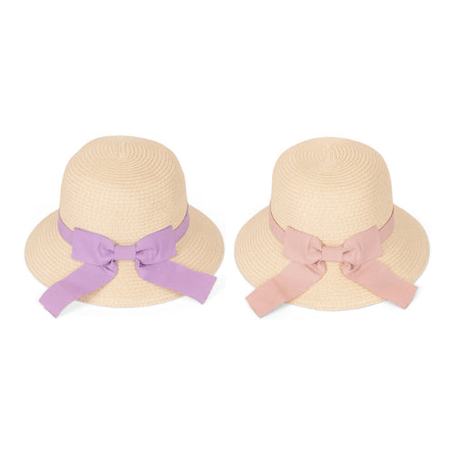 Wide Brim Straw Hat with Bow