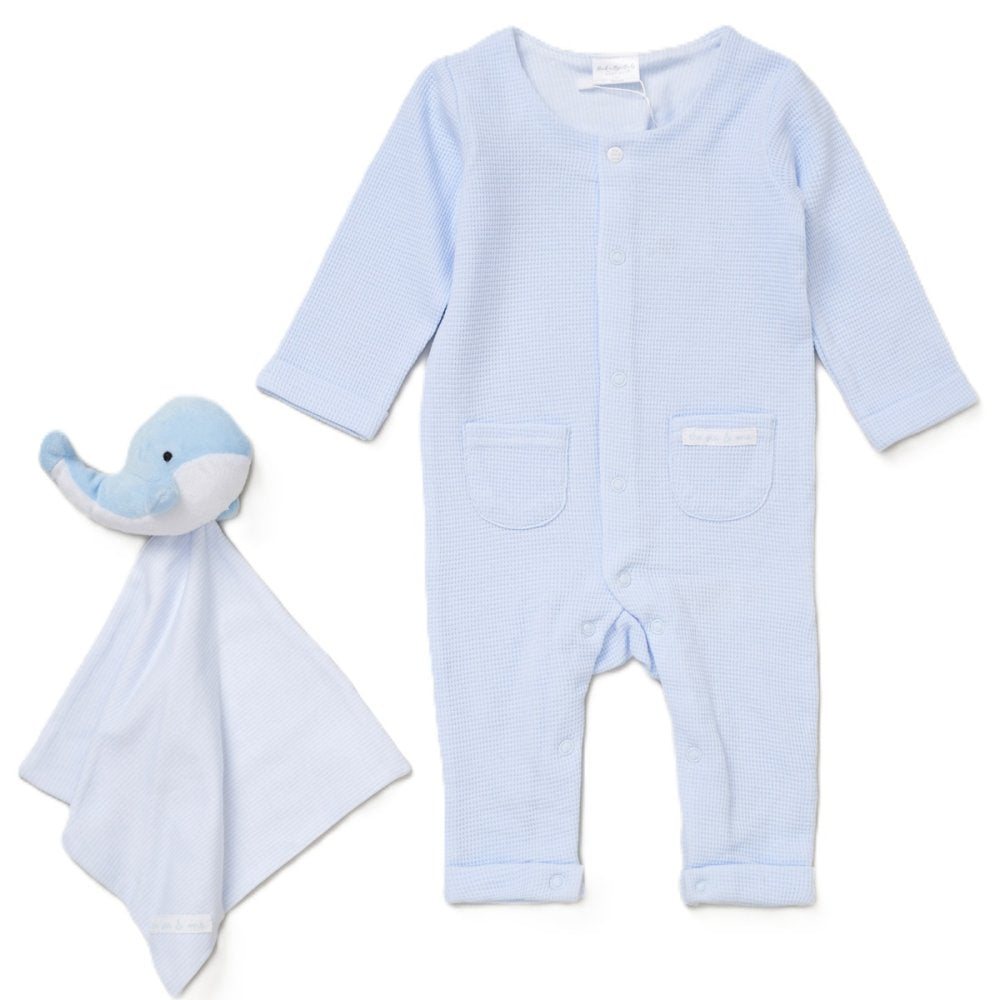 Baby Boys Waffle Romper & Comforter