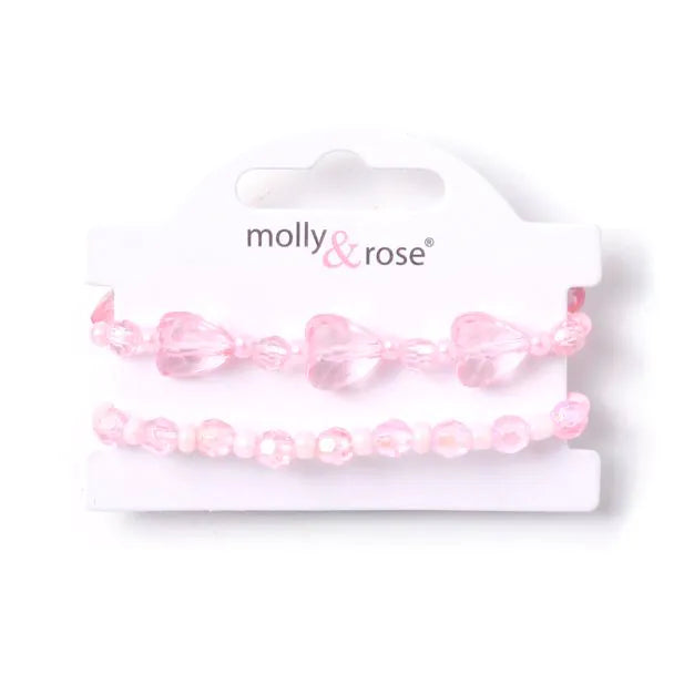 2 Stretch Pink Beaded Bracelets