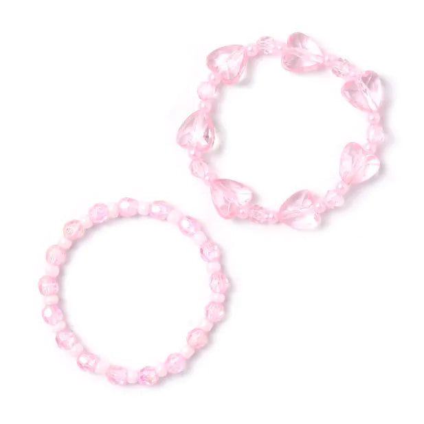 2 Stretch Pink Beaded Bracelets