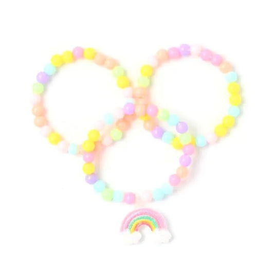 3 Rainbow Stretch Beaded Bracelets