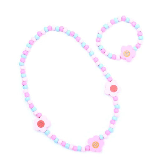 Flower Stretch Bead Necklace & Bracelet Set