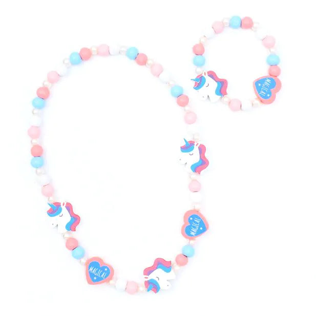 Unicorn Stretch Bead Necklace & Bracelet Set