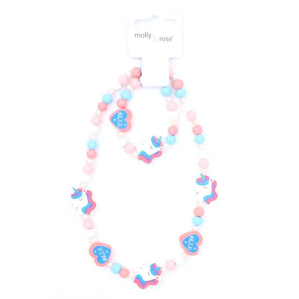 Unicorn Stretch Bead Necklace & Bracelet Set