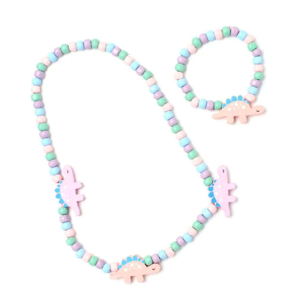 Dinosaur Stretch Bead Necklace & Bracelet Set