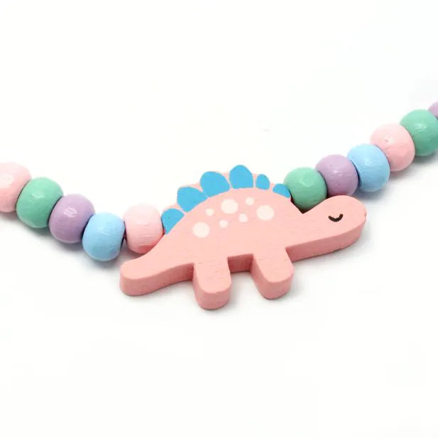 Dinosaur Stretch Bead Necklace & Bracelet Set