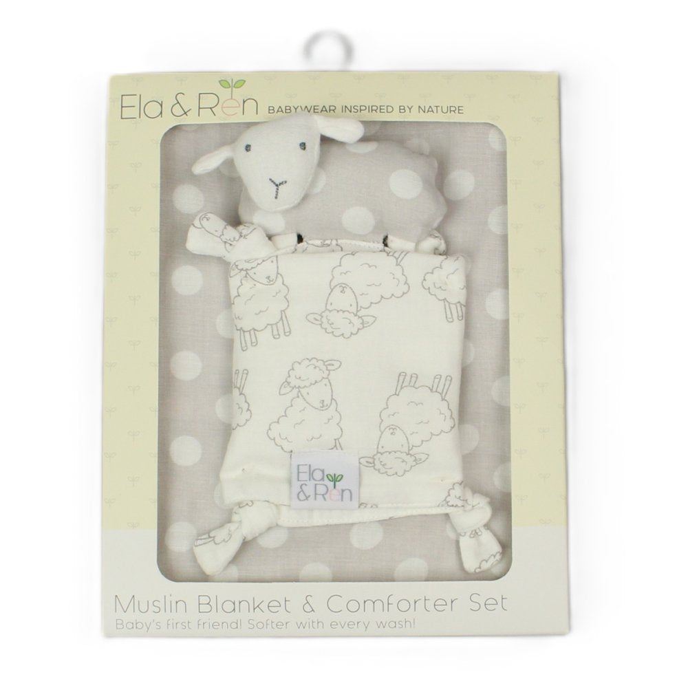 Grey Muslin Blanket & Comforter Gift Box