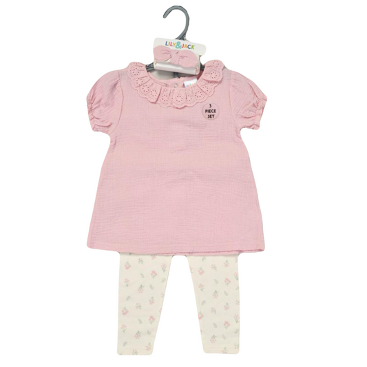 Baby Girls Muslin Top & Floral Leggings Outfit