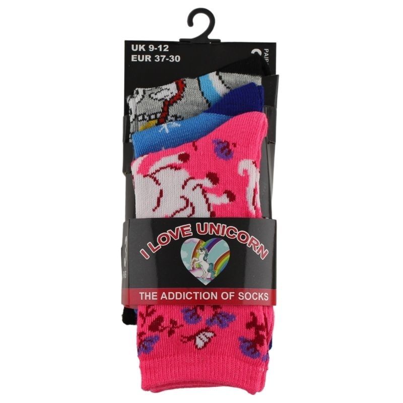 Girls 3 Pack Unicorn Socks