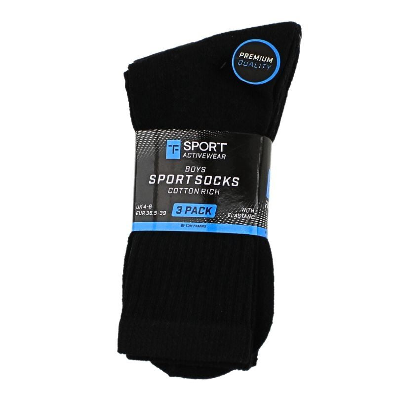 Boys Activewear Cotton Rich Sports Socks (3 Pack)