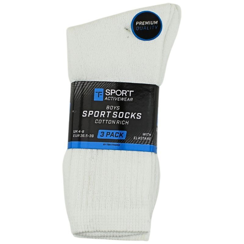 Boys Activewear Cotton Rich Sports Socks (3 Pack)