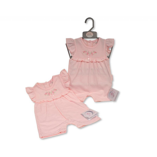 Baby Girls Flower Embroidered Romper