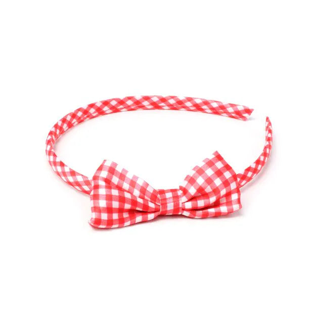 Red Sleepies, Elastics & Gingham Aliceband Set