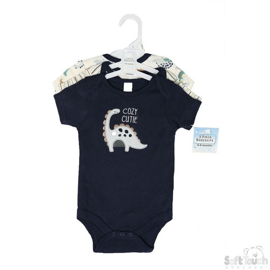 Baby Boys 3 Pack Dinosaur Bodysuits