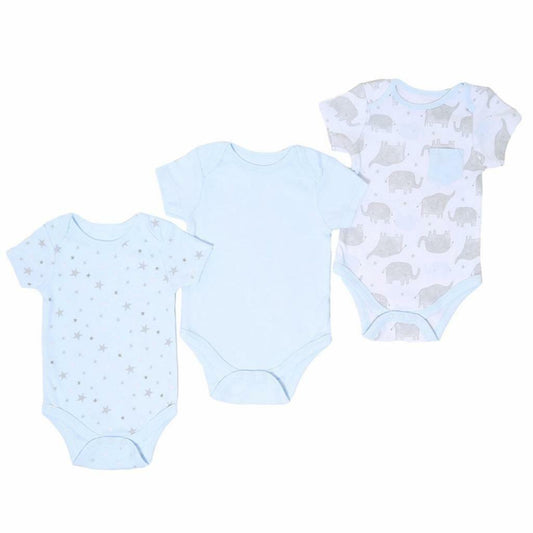 Baby Boys 3 Pack Elephant Bodysuits