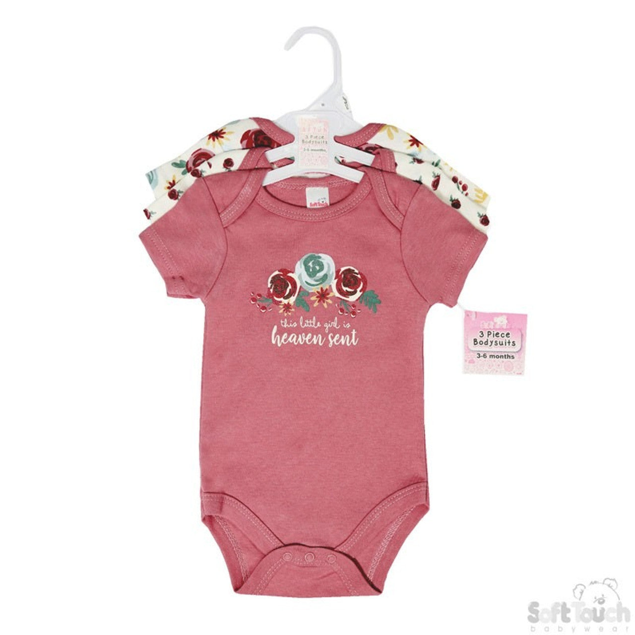 Baby Girls 3 Pack Floral Bodysuits
