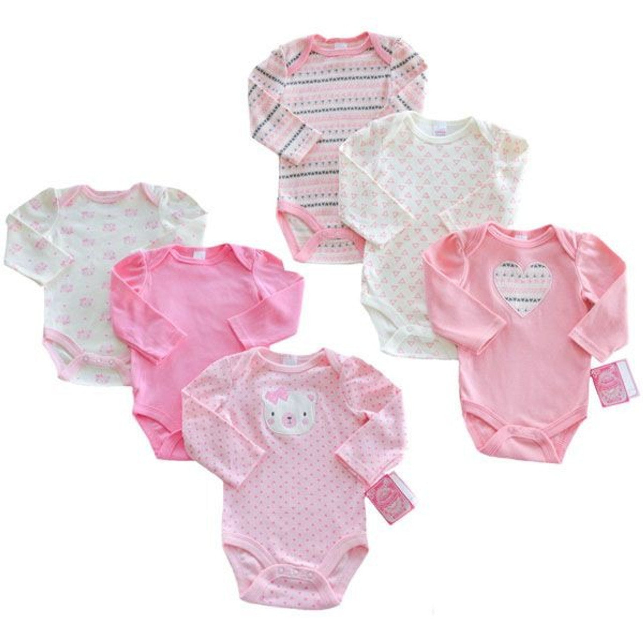 Baby Girls 3 Pack Long Sleeve Bodysuits