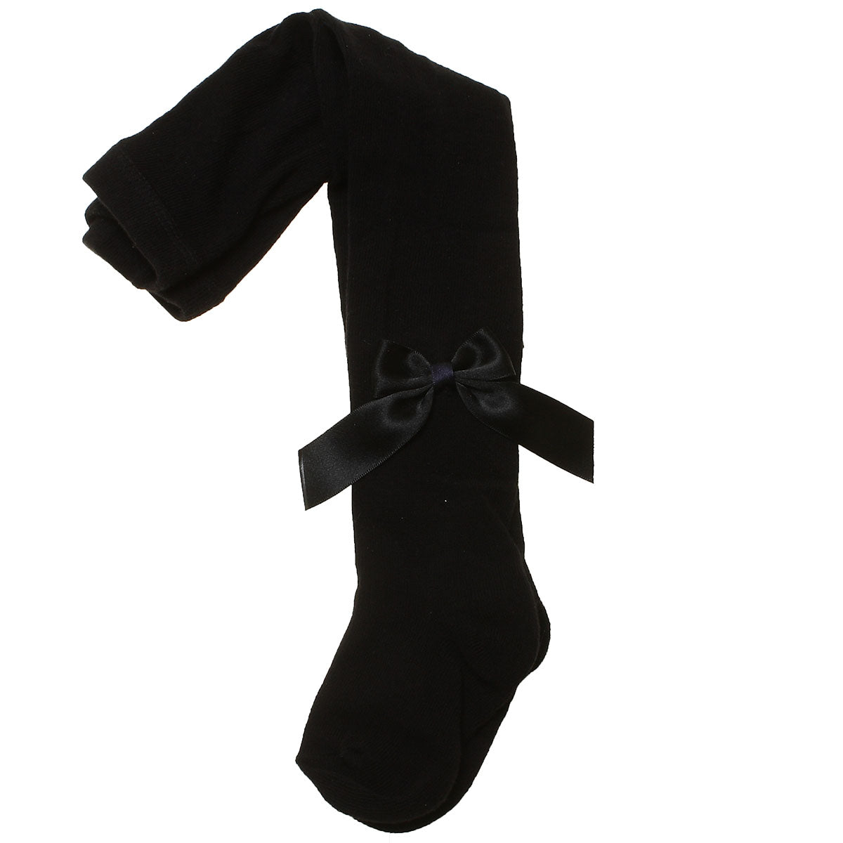 Black Ribbed Tights with Bow