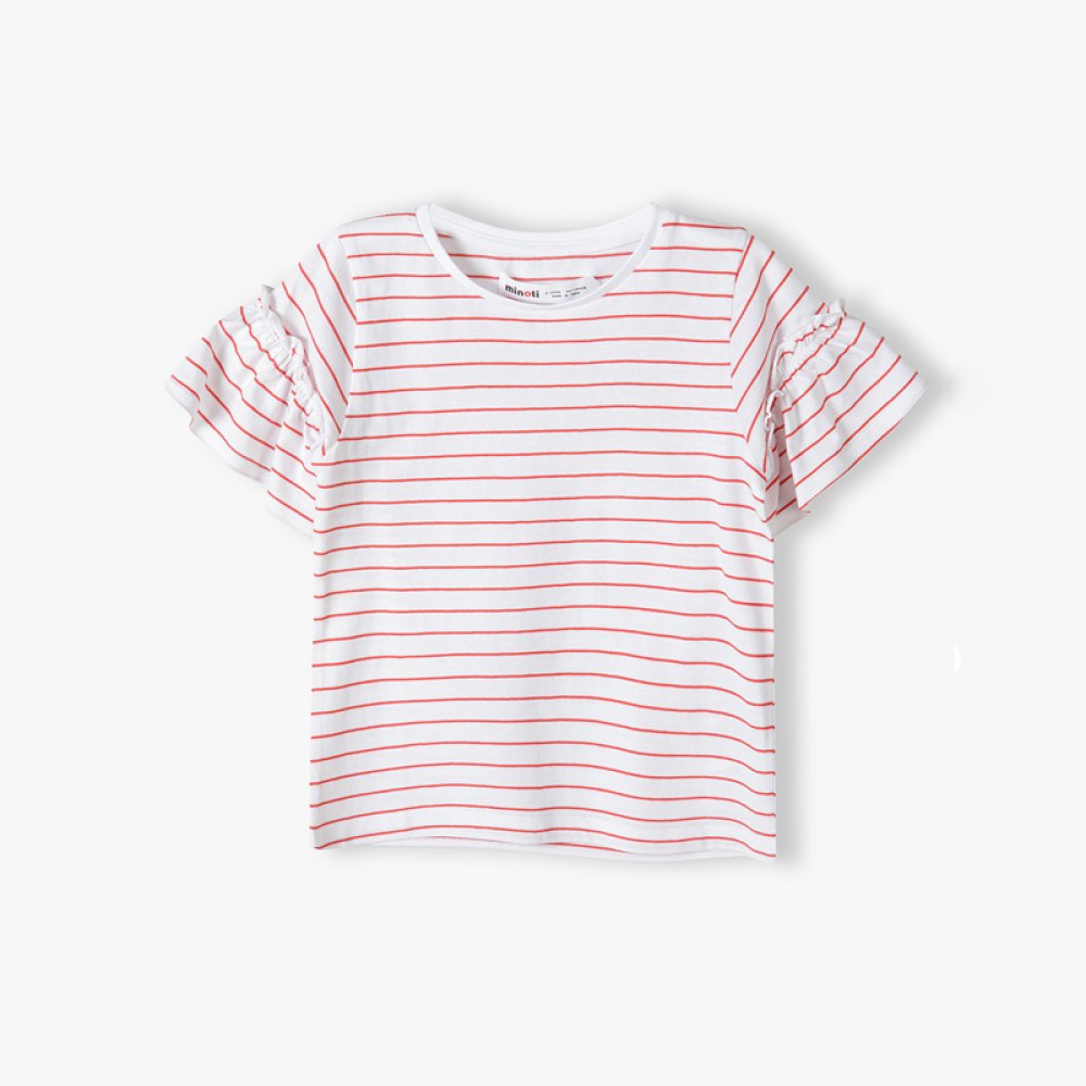 Girls Frill Sleeve Stripe T-shirt