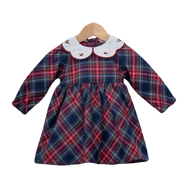Baby Girls Navy Tartan Dress