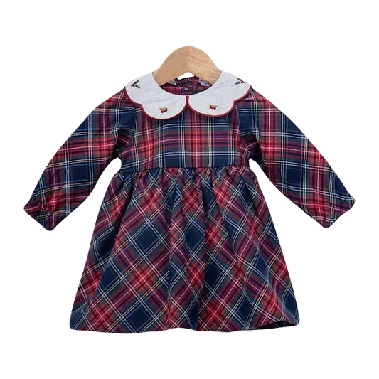 Baby Girls Navy Tartan Dress