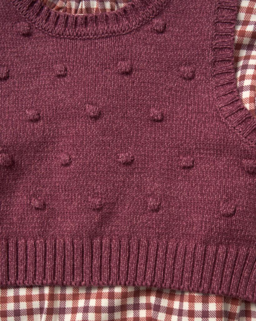Baby Girls Check Dress & Sweater Vest