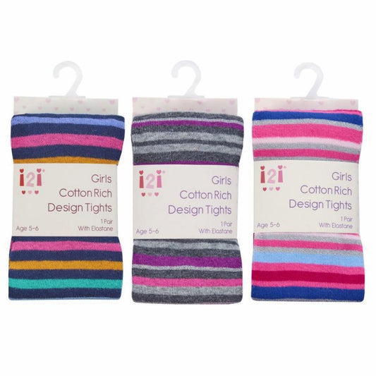 Girls Stripe Knitted Tights